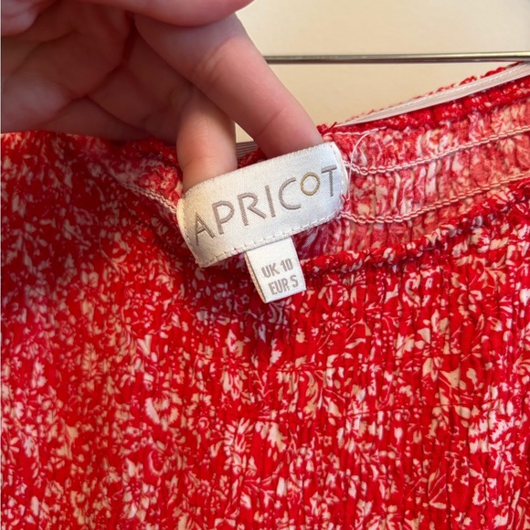 APRICOT Floral Flowy Lightweight Cap Sleeve Slit Maxi Sundress Dress Red White - Picture 8 of 11